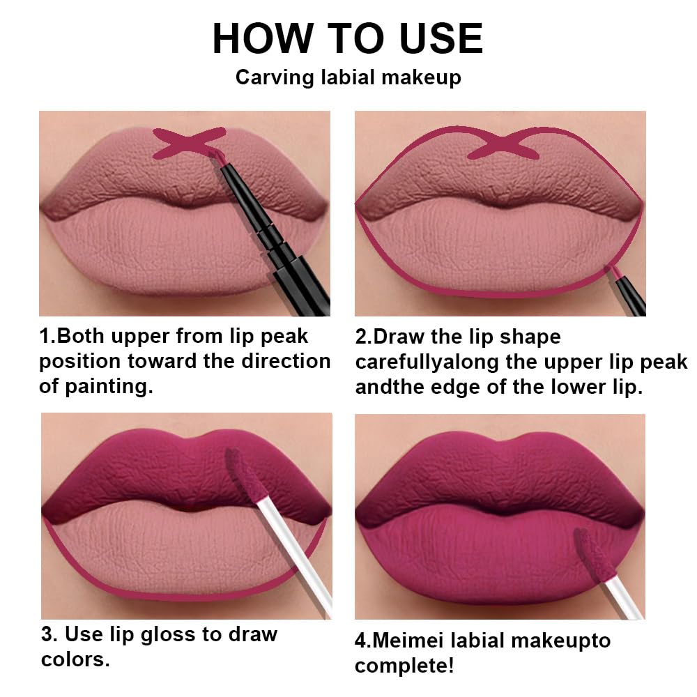 evpct 1Pcs Ruby Stoplight Red Lip Stain Paint Matte Lip Liner and Lipstick Set Long Lasting Smudge Proof labiales matte mate larga duracion listip 24 hours a prueba de agua mate 24 horas originales,05