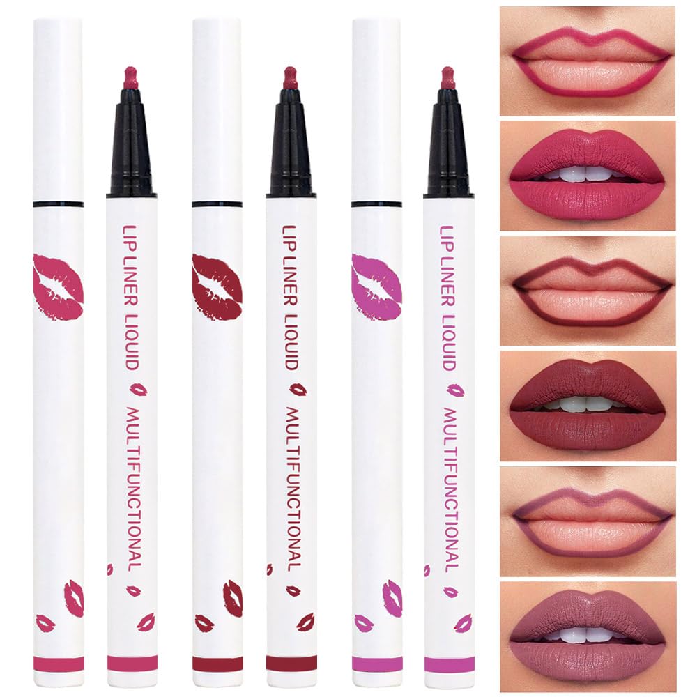 Kaely Beige Matte Lip Tint Stain Marker Pen,2in1 Liquid Lipstick & Lip Liner Pencil,Long Lasting Waterproof 24 Hour Lip gloss for Women,tinta para labios labiales mate 24 horas originales,07