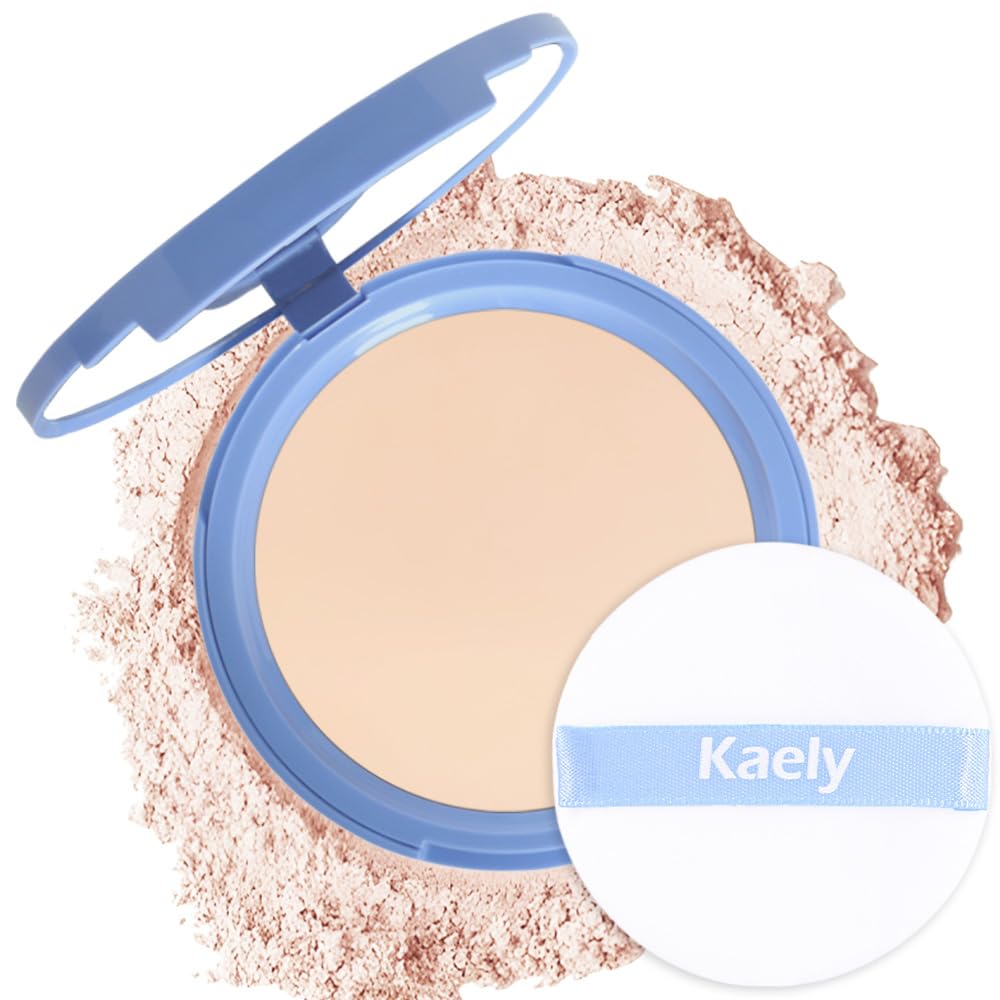 Kaely Oil Control Face Pressed Powder,Perfection Matte Compact Powder,Long Lasting Waterproof Finishing Powder Makeup,polvo compacto de maquillaje,Lightweight,Vegan,02 Natural Beige