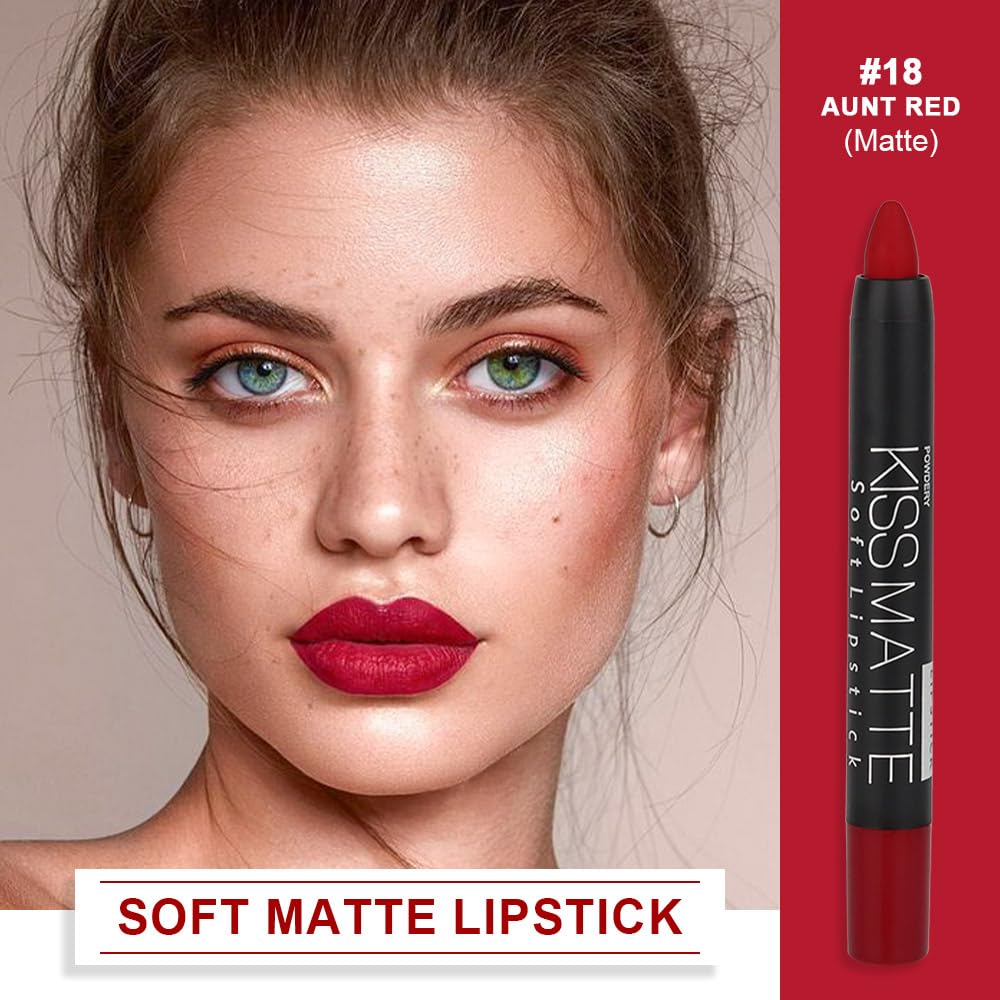 evpct 8Pcs Dark Ruby Red Plum Purple Wine Nude Beige Brown Matte Lipstick and Lip Crayon Liner Pencil Pen Set for Women labial labiales mate magicos 24 horas originales pintalabios permanente 24 horas