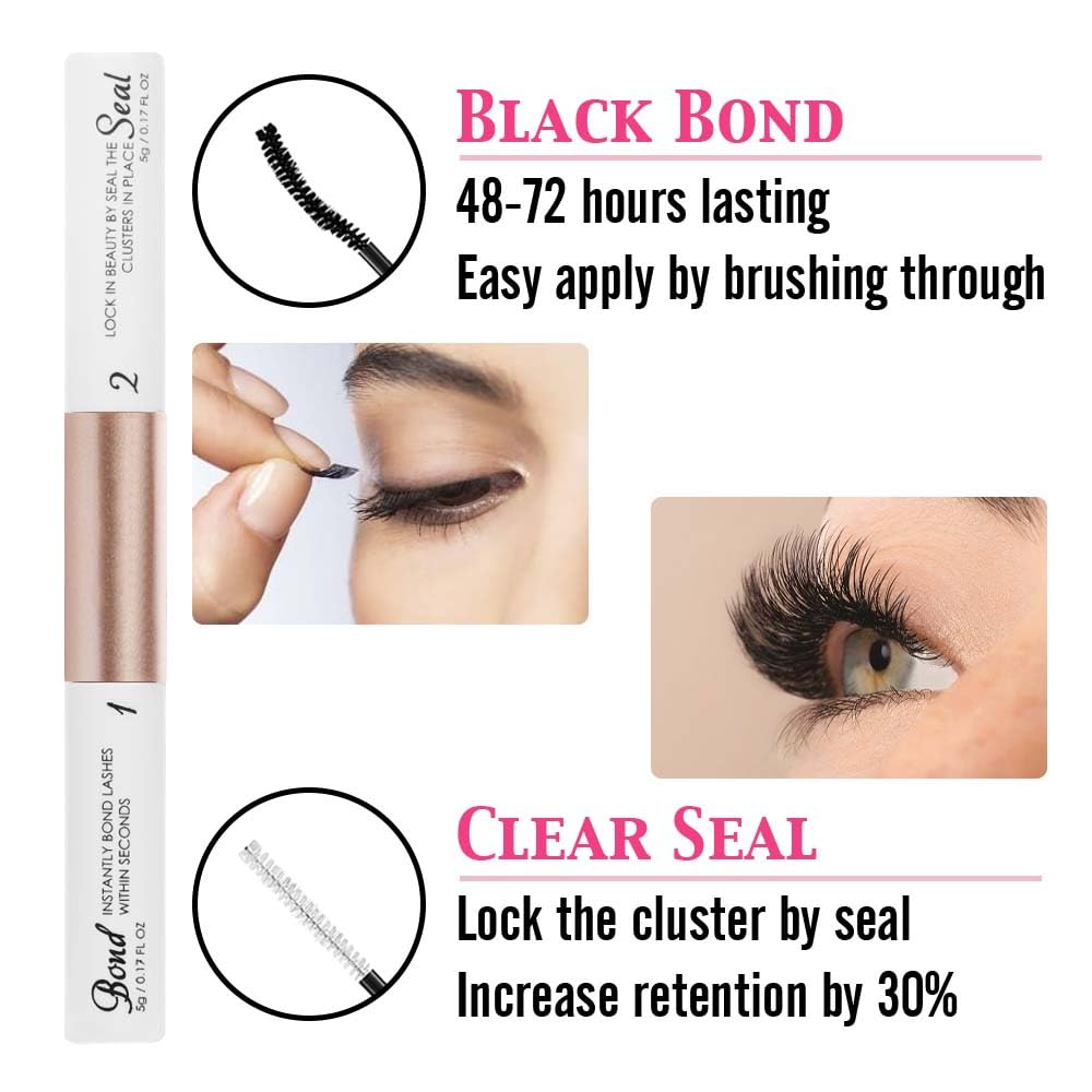 Lash Bond and Seal, Long Lasting Waterproof Eyelash Glue, Lash Bond and Seal for Eyelash Extensions Cluster Lash Glue, Lash Extension Glue, Individual Lash Glue