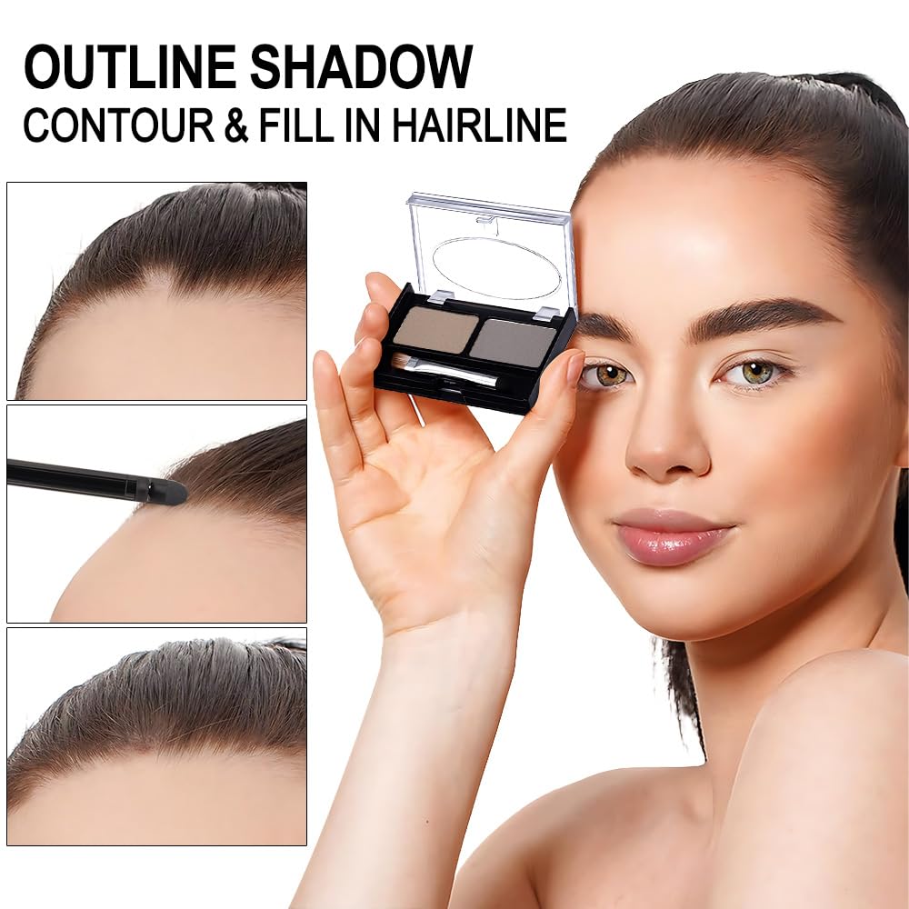 Kaely 2 Color Eyebrow Powder Makeup Kit, Eye Brow Contour Palette for Beginners, Long Lasting Waterproof Eye Brow Powder with Brow Brush, Get Full Defined Natural Brows, 03 Light Brown & Dark Brown
