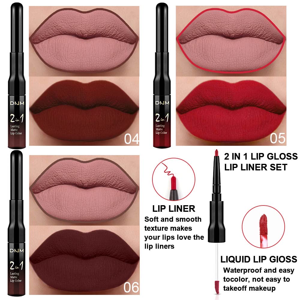 evpct 1Pcs Ruby Stoplight Red Lip Stain Paint Matte Lip Liner and Lipstick Set Long Lasting Smudge Proof labiales matte mate larga duracion listip 24 hours a prueba de agua mate 24 horas originales,05
