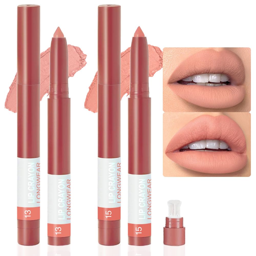 Crayon Matte Longwear Lipstick Pack Set,Moisture Smooth Lipliner With Built-in Sharpener Ultimate Lip Crayon for Makeup- Waterproof Velvet Lipgloss Lip Stain