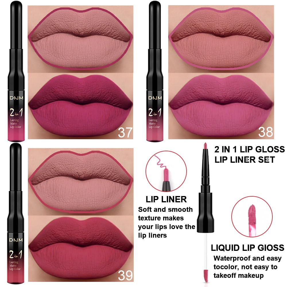 evpct 1Pcs Ruby Stoplight Red Lip Stain Paint Matte Lip Liner and Lipstick Set Long Lasting Smudge Proof labiales matte mate larga duracion listip 24 hours a prueba de agua mate 24 horas originales,05