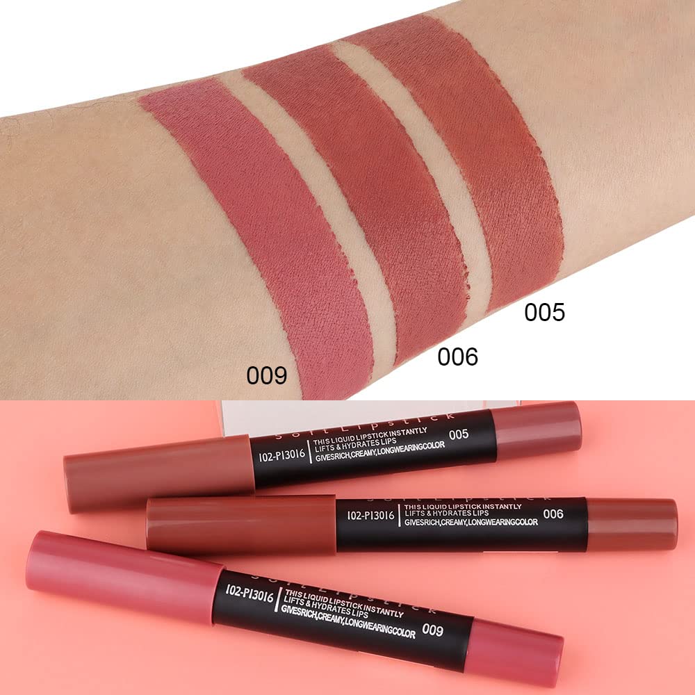 evpct 8Pcs Dark Ruby Red Plum Purple Wine Nude Beige Brown Matte Lipstick and Lip Crayon Liner Pencil Pen Set for Women labial labiales mate magicos 24 horas originales pintalabios permanente 24 horas