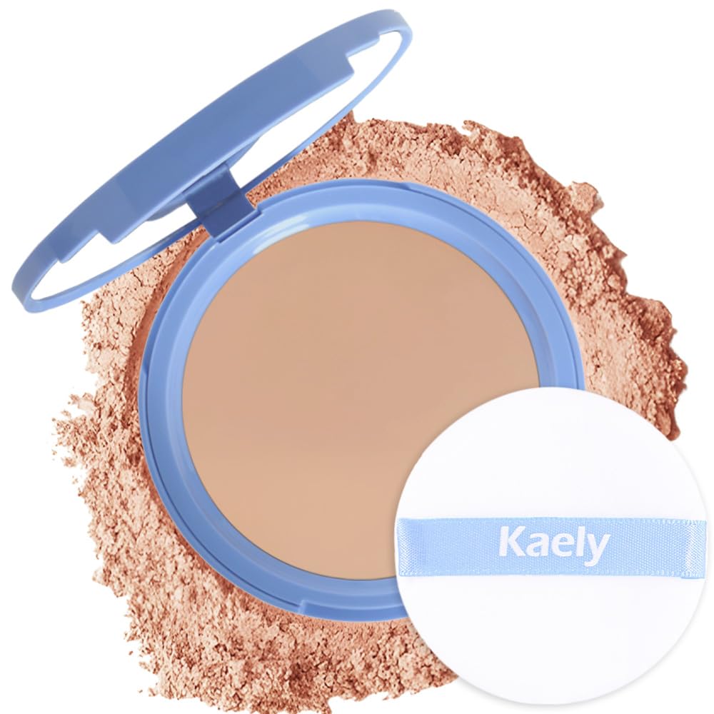 Kaely Oil Control Face Pressed Powder,Perfection Matte Compact Powder,Long Lasting Waterproof Finishing Powder Makeup,polvo compacto de maquillaje,Lightweight,Vegan,02 Natural Beige