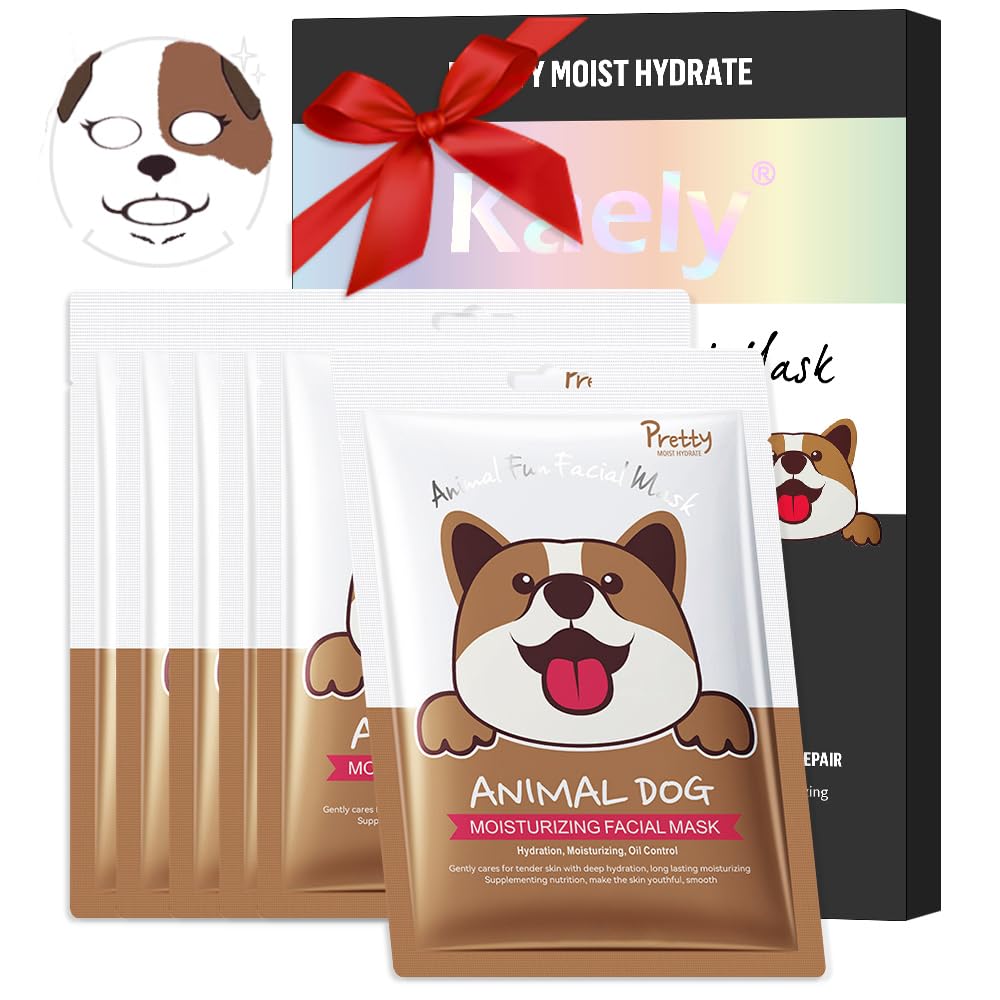 Kaely 8 Pack Animal Character Sheet Masks, Face Masks for Kids Teens Skin Care, Korean Soothe Facial Mask for All Skin Types, Girls Night Skincare Spa Party, Birthday Gifts for Women Men, Set01