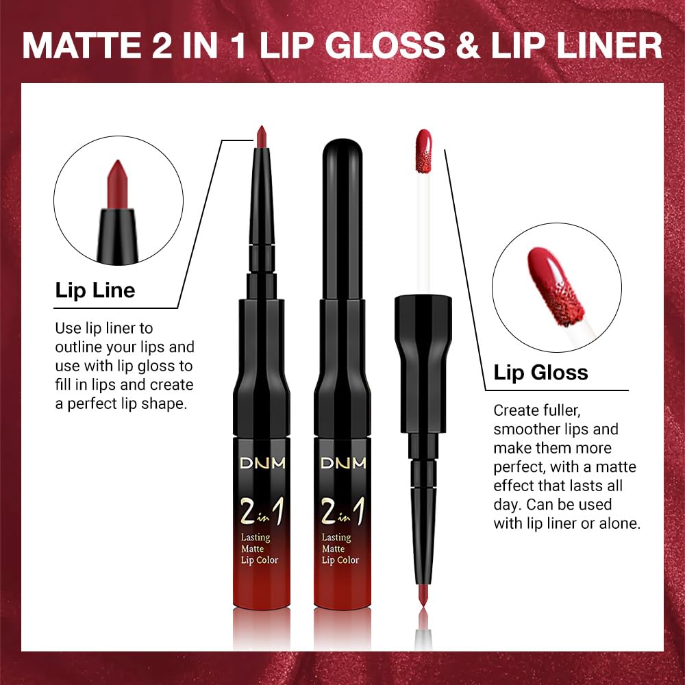 evpct 1Pcs Ruby Stoplight Red Lip Stain Paint Matte Lip Liner and Lipstick Set Long Lasting Smudge Proof labiales matte mate larga duracion listip 24 hours a prueba de agua mate 24 horas originales,05