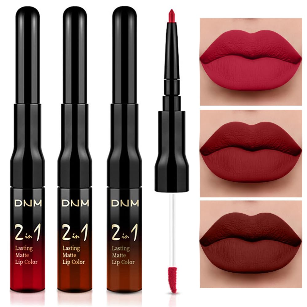 evpct 1Pcs Ruby Stoplight Red Lip Stain Paint Matte Lip Liner and Lipstick Set Long Lasting Smudge Proof labiales matte mate larga duracion listip 24 hours a prueba de agua mate 24 horas originales,05