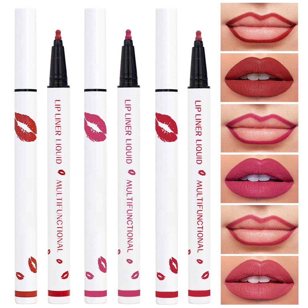 Kaely Beige Matte Lip Tint Stain Marker Pen,2in1 Liquid Lipstick & Lip Liner Pencil,Long Lasting Waterproof 24 Hour Lip gloss for Women,tinta para labios labiales mate 24 horas originales,07
