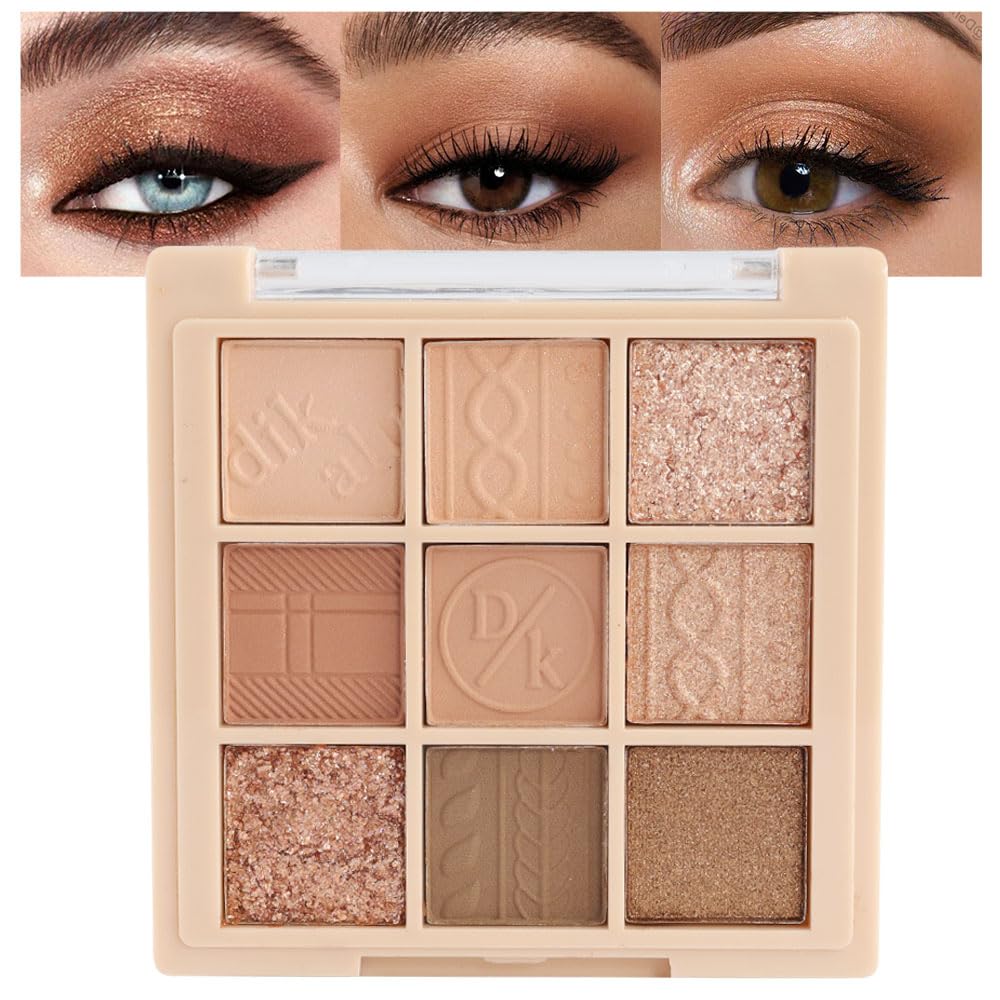 9Colors Eye Shadow Palette Makeup,Pink Rose Gold Purple Mauve Neutral Travel Eyeshadow Palette Highly Pigmented Long Lasting Waterproof Naturing-Looking Eyeshadow Palette Travel Size Gift Kit