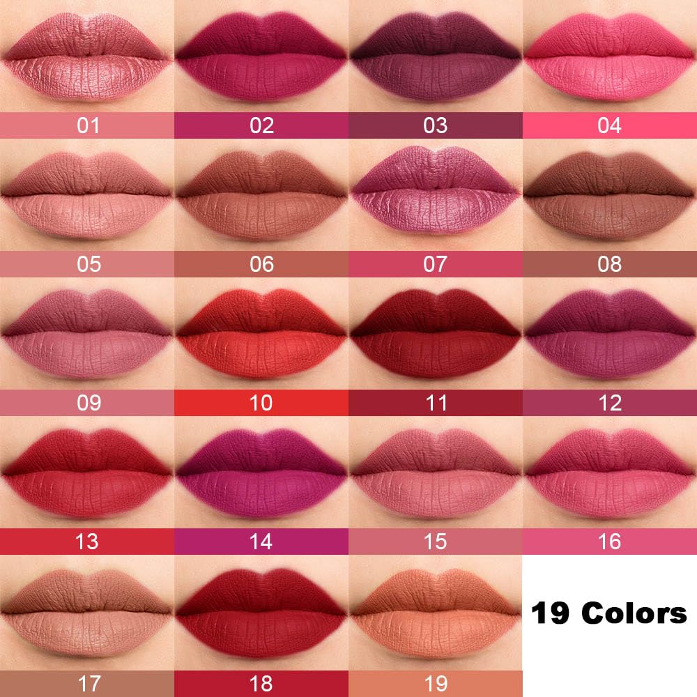 evpct 8Pcs Dark Ruby Red Plum Purple Wine Nude Beige Brown Matte Lipstick and Lip Crayon Liner Pencil Pen Set for Women labial labiales mate magicos 24 horas originales pintalabios permanente 24 horas