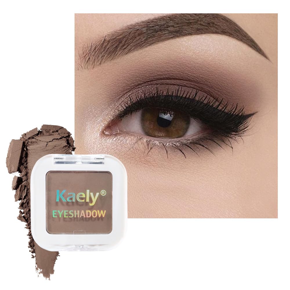 Kaely Pressed Single Eyeshadow Makeup, Taupe Matte Highly Pigmented Monochrome Eye Shadow Palette, Waterproof Neutral Powde Mini Eyeshadow, sombras para ojos, Lightweight Blendable, 05