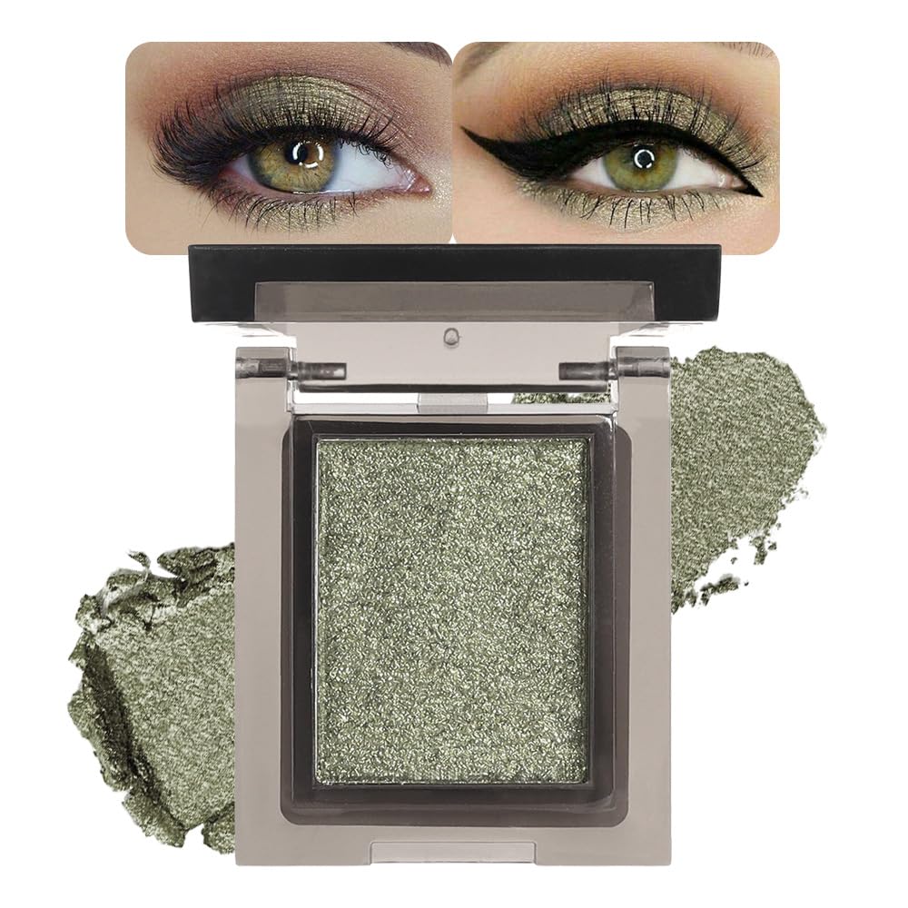 Single Gold Brown Glitter Shimmer Eyeshadow,Bright High Pigment Intense Monochrome Eye Shadow,Buildable Sparkly Eye Glitter Shimmer Finish,24 Hour Eye Makeup Longwear Waterproof,Blendable