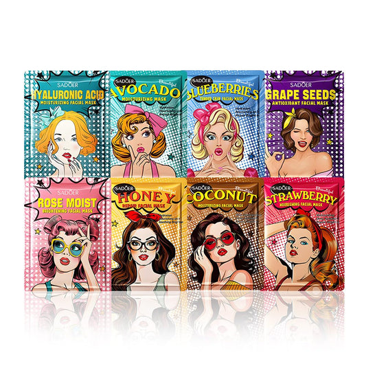 Girl Character Sheet Masks, Spa Party Facial Mask Skincare Set, Sheet Masks Skin Care, Moisturize Brighten Soothe for All Skin Types, Christmas Birthday Gifts for Women Men Girls