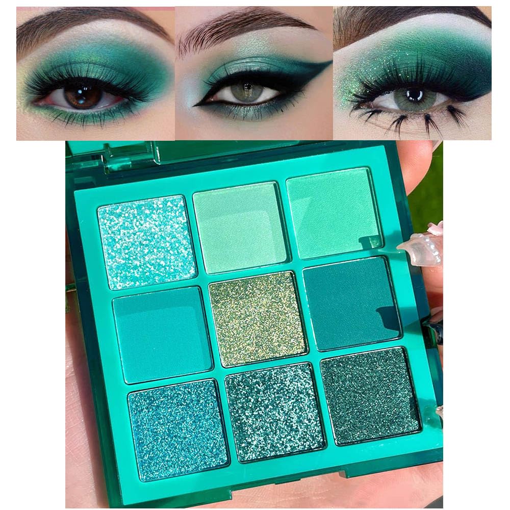 evpct 9 Colors Black Smokey Grey Gray Silver Glitter Shimmer Eye Shadow Makeup Palette Highly Pigmented Black Glitter Eyeshadow Makeup Palette sombra negra para ojos para ojos brillantes