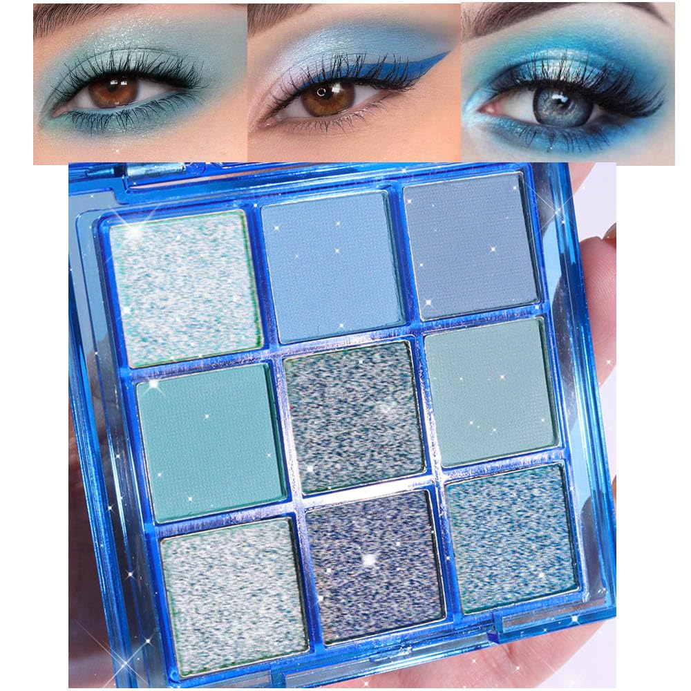 evpct 9 Colors Black Smokey Grey Gray Silver Glitter Shimmer Eye Shadow Makeup Palette Highly Pigmented Black Glitter Eyeshadow Makeup Palette sombra negra para ojos para ojos brillantes