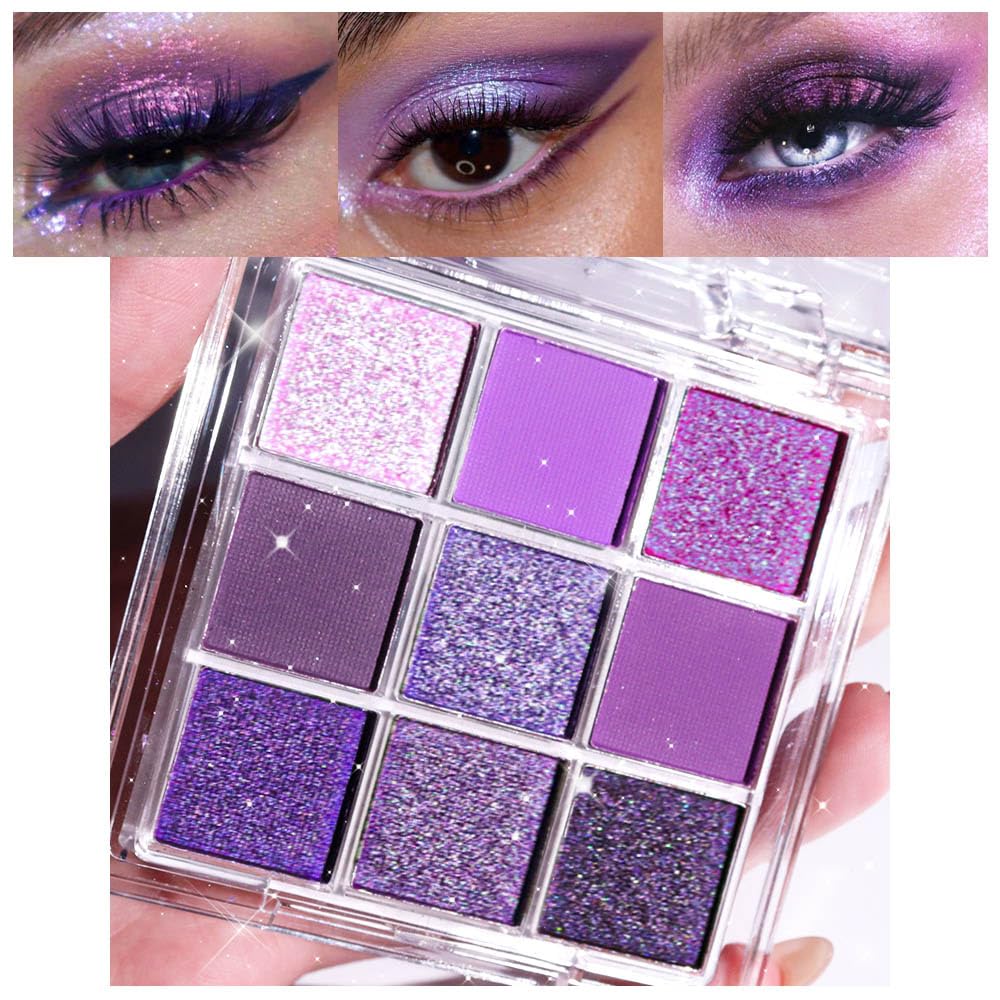 evpct 9 Colors Black Smokey Grey Gray Silver Glitter Shimmer Eye Shadow Makeup Palette Highly Pigmented Black Glitter Eyeshadow Makeup Palette sombra negra para ojos para ojos brillantes