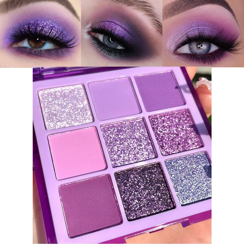 evpct 9 Colors Black Smokey Grey Gray Silver Glitter Shimmer Eye Shadow Makeup Palette Highly Pigmented Black Glitter Eyeshadow Makeup Palette sombra negra para ojos para ojos brillantes