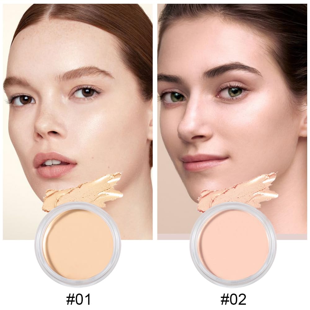 Kaely 2Pcs under Eye Brightener,Conceal Brighten Dark Circles,Cream Pot Full Coverage Concealer Palette Kit,Waterproof Foundation Brush Set,Face Color Correcting Makeup,Eye Ring corrector de ojeras