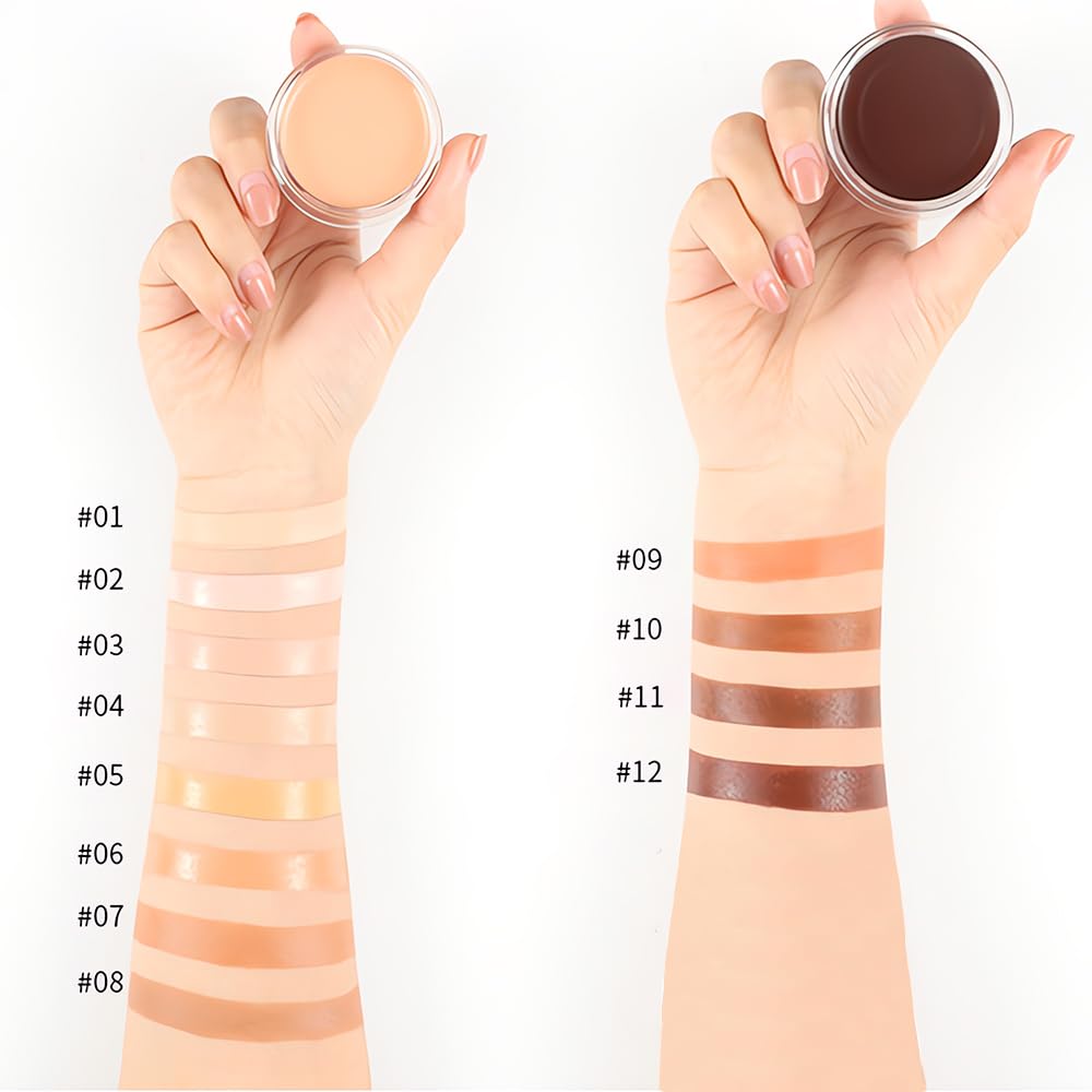 Kaely 2Pcs under Eye Brightener,Conceal Brighten Dark Circles,Cream Pot Full Coverage Concealer Palette Kit,Waterproof Foundation Brush Set,Face Color Correcting Makeup,Eye Ring corrector de ojeras